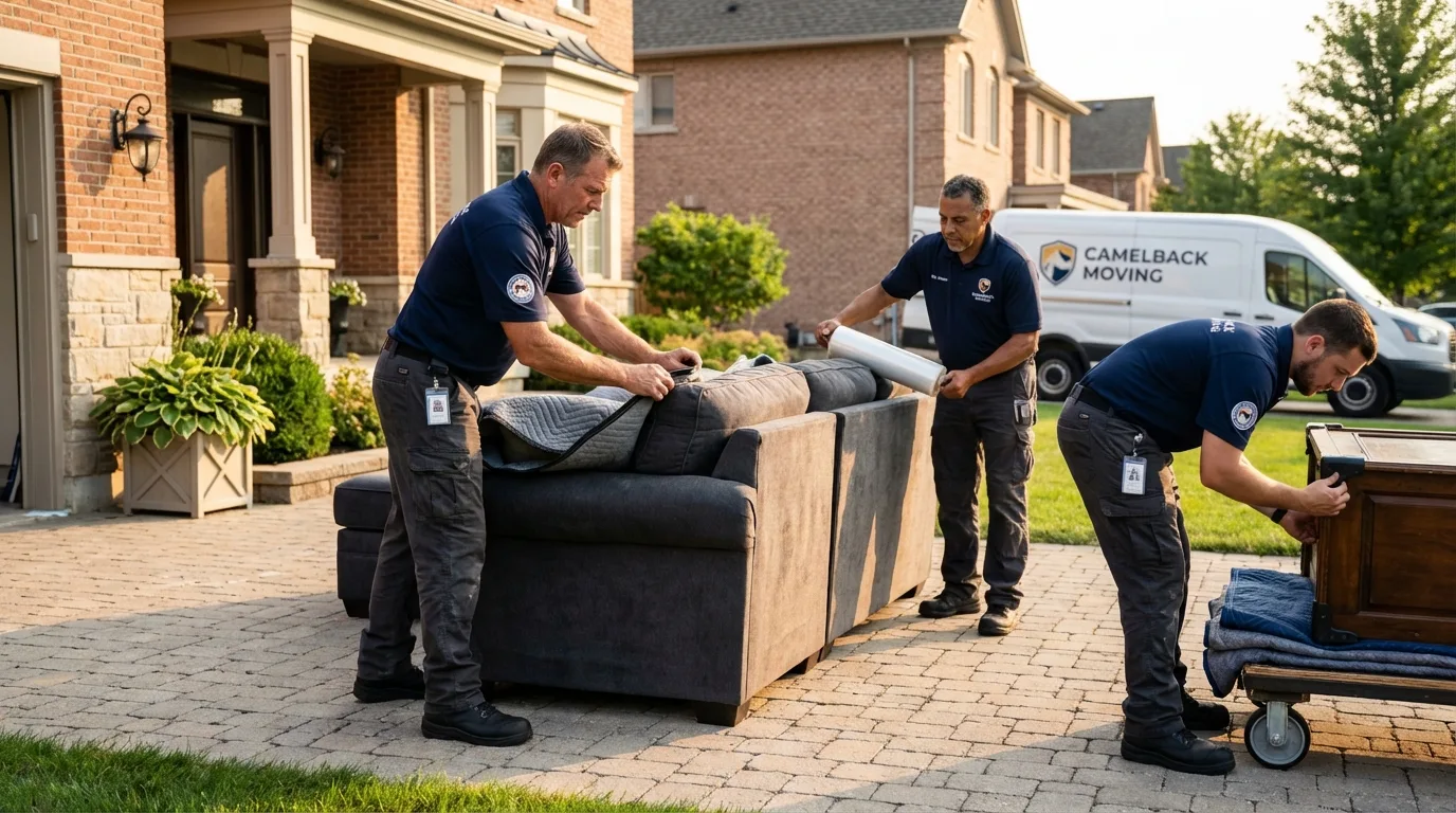 Large estate moving crew wrapping furniture in Atlantic Highlands, NJ